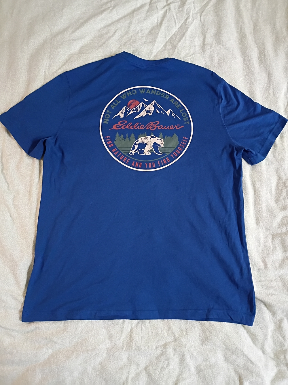 Eddie Bauer Royal Blue Short-Sleeve Tee with Mountain Bear Graphic